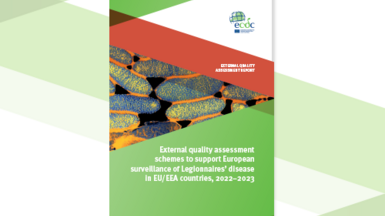 cover of the report: External quality assessment  schemes to support European  surveillance of Legionnaires’ disease  in EU/EEA countries, 2022–2023