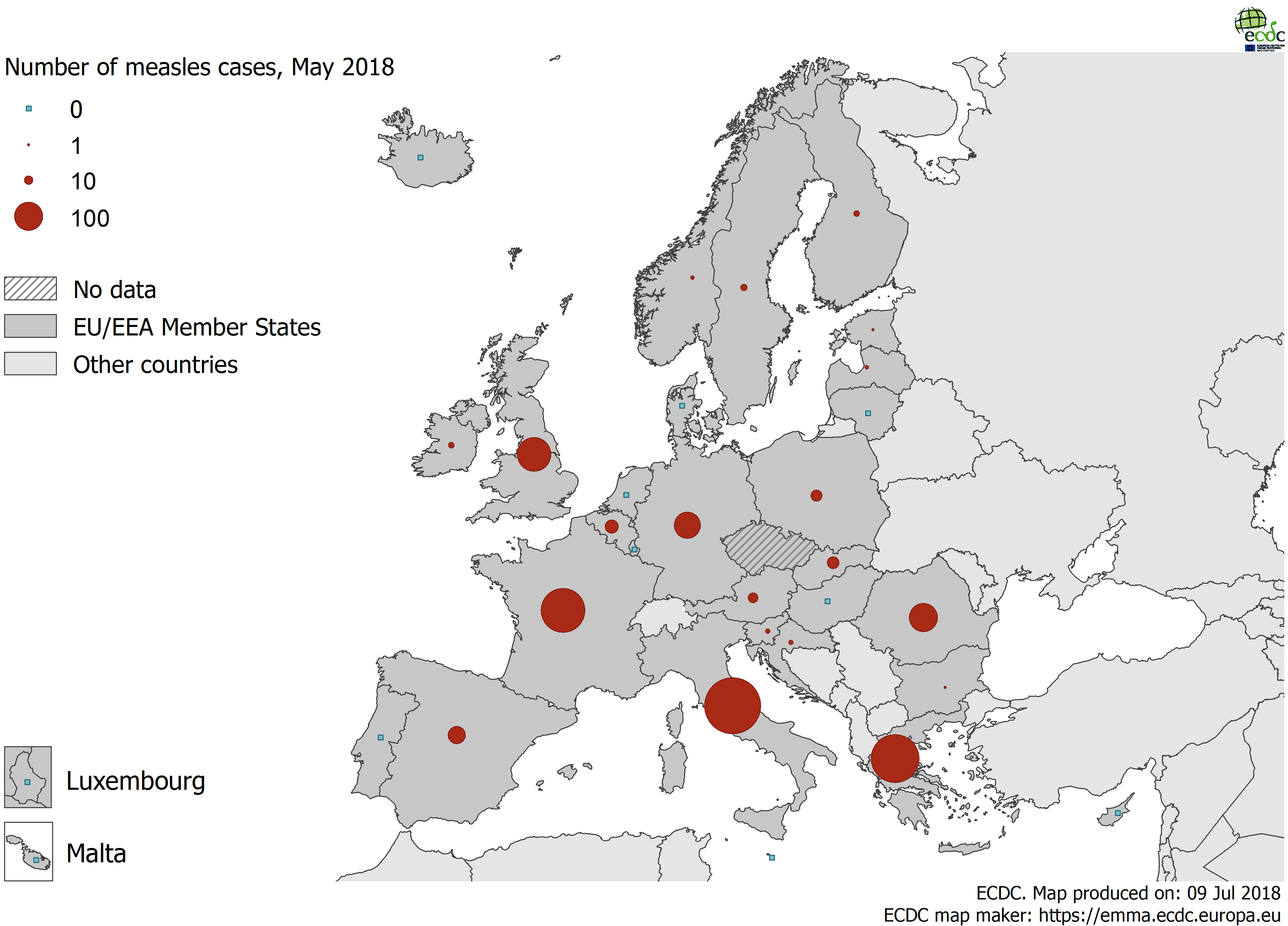 number of measles cases