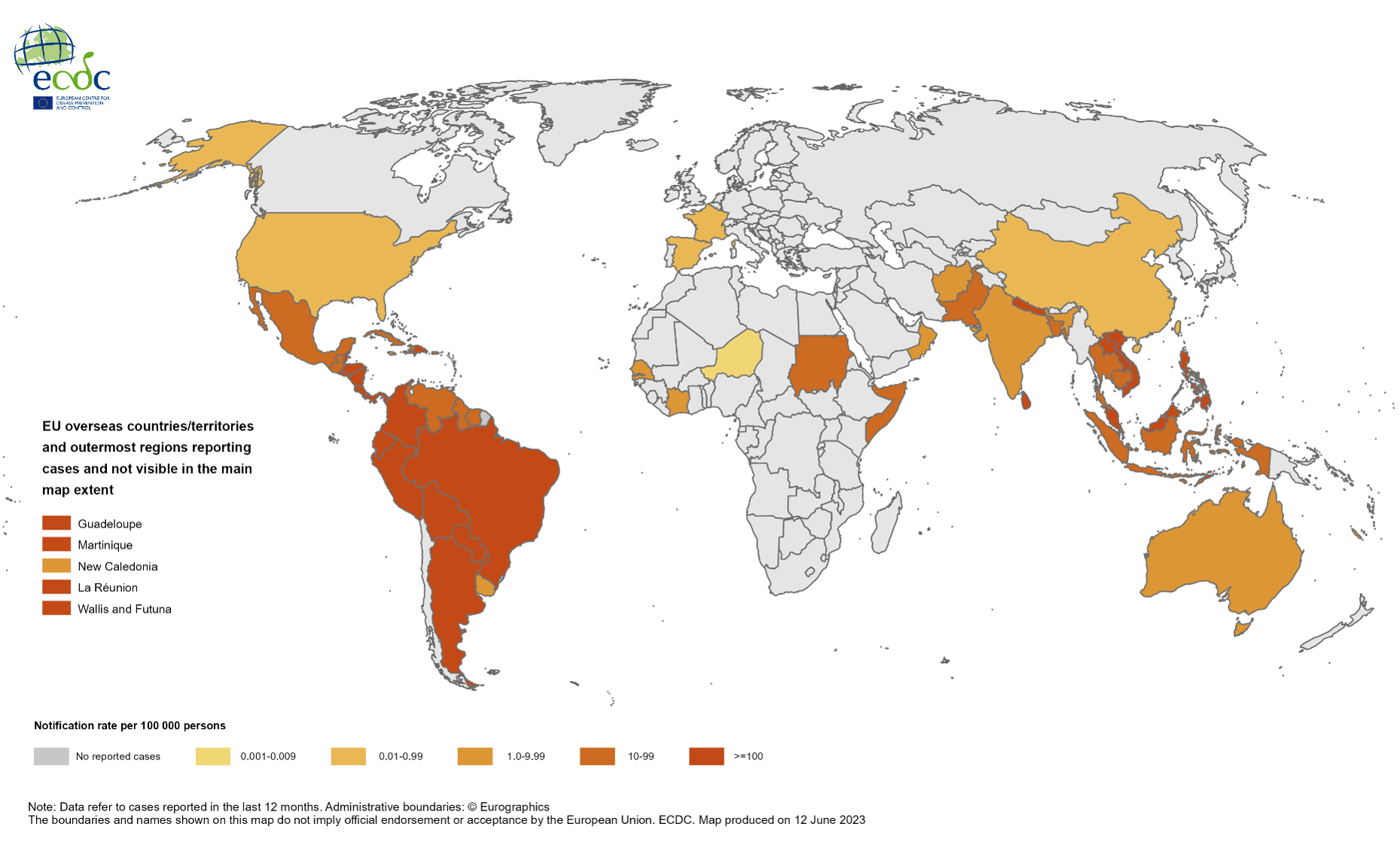 Dengue virus disease cases, June 2022May 2023