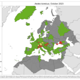 Aedes koreicus - current known distribution: October 2023