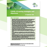 Cover of the report COVID-19 testing strategies and objectives