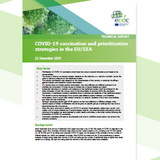 Cover of the report: COVID-19 vaccination and prioritisation strategies in the EU/EEA