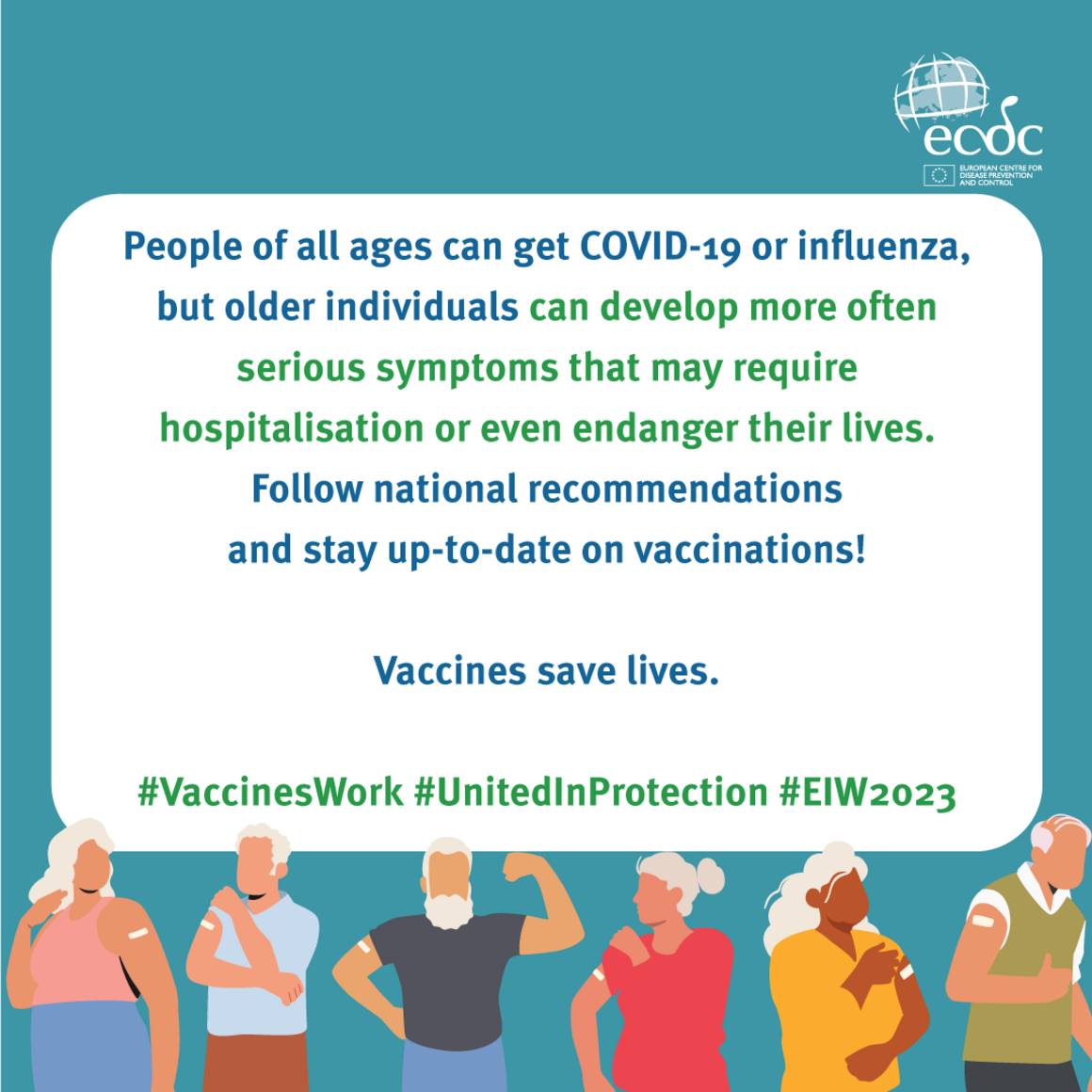 Social media card: Vaccines for all ages