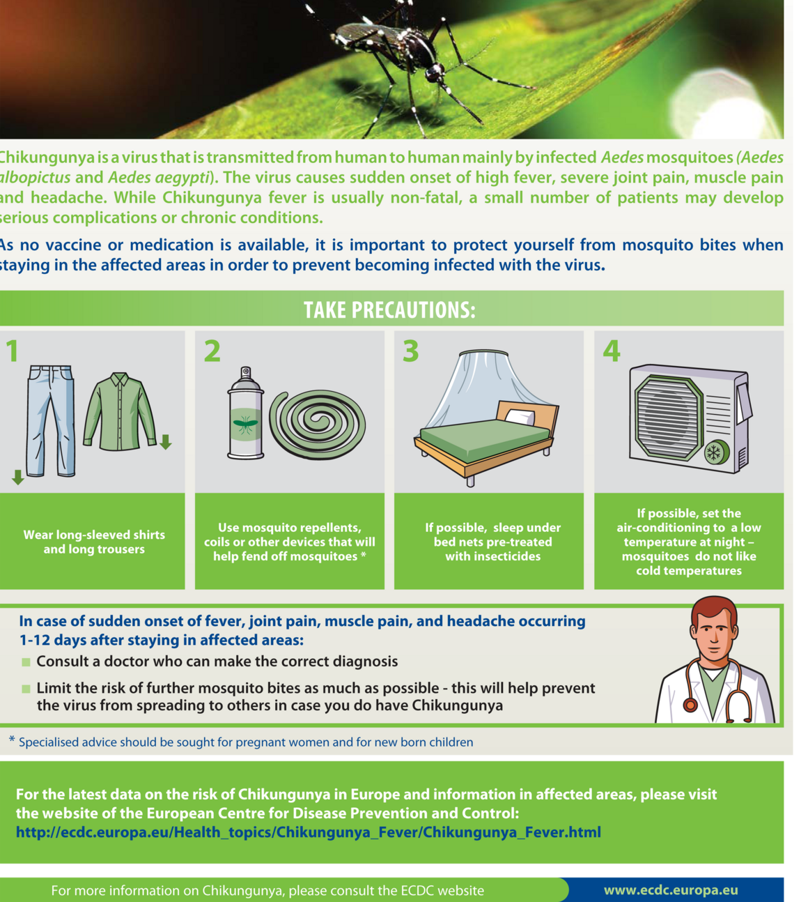 Poster with preventive measures against mosquito bites