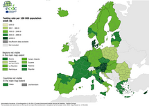 Testing rates per 100 000 inhabitants, updated 18 February 2021