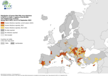 West Nile virus - human cases compared to previous seasons, 13 September 2023