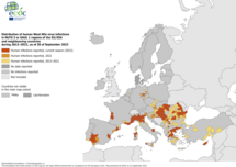 West Nile virus - human cases compared to previous seasons, 20 September 2023