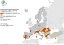 West Nile virus - human cases compared to previous seasons, 11 October 2023