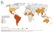 Countries/territories reporting dengue cases since March 2023, and as of April 2024