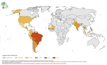 Countries/territories reporting Chikungunya cases since June 2023, and as of May 2024