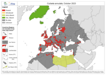 Culiseta annulata - current known distribution: October 2023