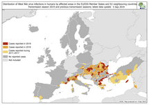 West Nile virus in Europe in 2019 - human cases compared to previous seasons, updated 6 September Thumbnail