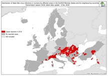 West Nile fever in Europe in 2018 - human cases, updated 7 December Thumbnail