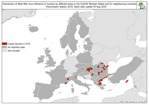 West Nile virus in Europe in 2019 - human cases, updated 30 August Thumbnail