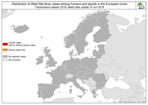 West Nile fever in Europe in 2018 - human and equine cases; updated 14 June Thumbnail