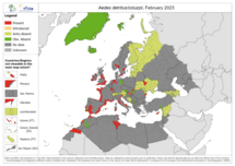 Aedes detritus/Aedes coluzzii - current known distribution: February 2023