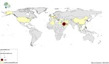 Geographical distribution of confirmed cases of MERS-CoV, by reporting country, April 2012 – February 2023