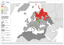 Ixodes persulcatus - current known distribution: August 2023