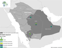 Geographical distribution of cases of MERS-CoV in Saudi Arabia, 12 February 2024