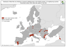 West Nile virus infections in humans, 2020 transmission season