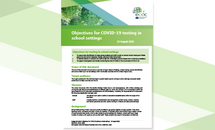 Cover of the report: Objectives for COVID-19 testing in school settings