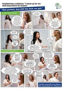 Photo comic poster seasonal influenza vaccination - Nurses and doctors Thumbnail