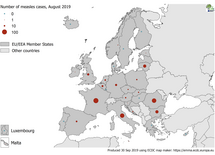 Number of measles cases in EU/EEA in August 2019 Thumbnail