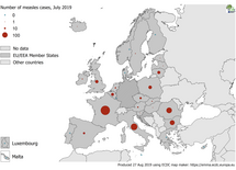Number of measles cases in EU/EEA in July 2019 Thumbnail