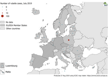 Number of rubella cases in EU/EEA in July 2019 Thumbnail