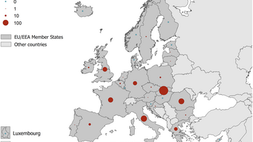 Number of measles cases by country, EU/EEA, July 2018 Thumbnail