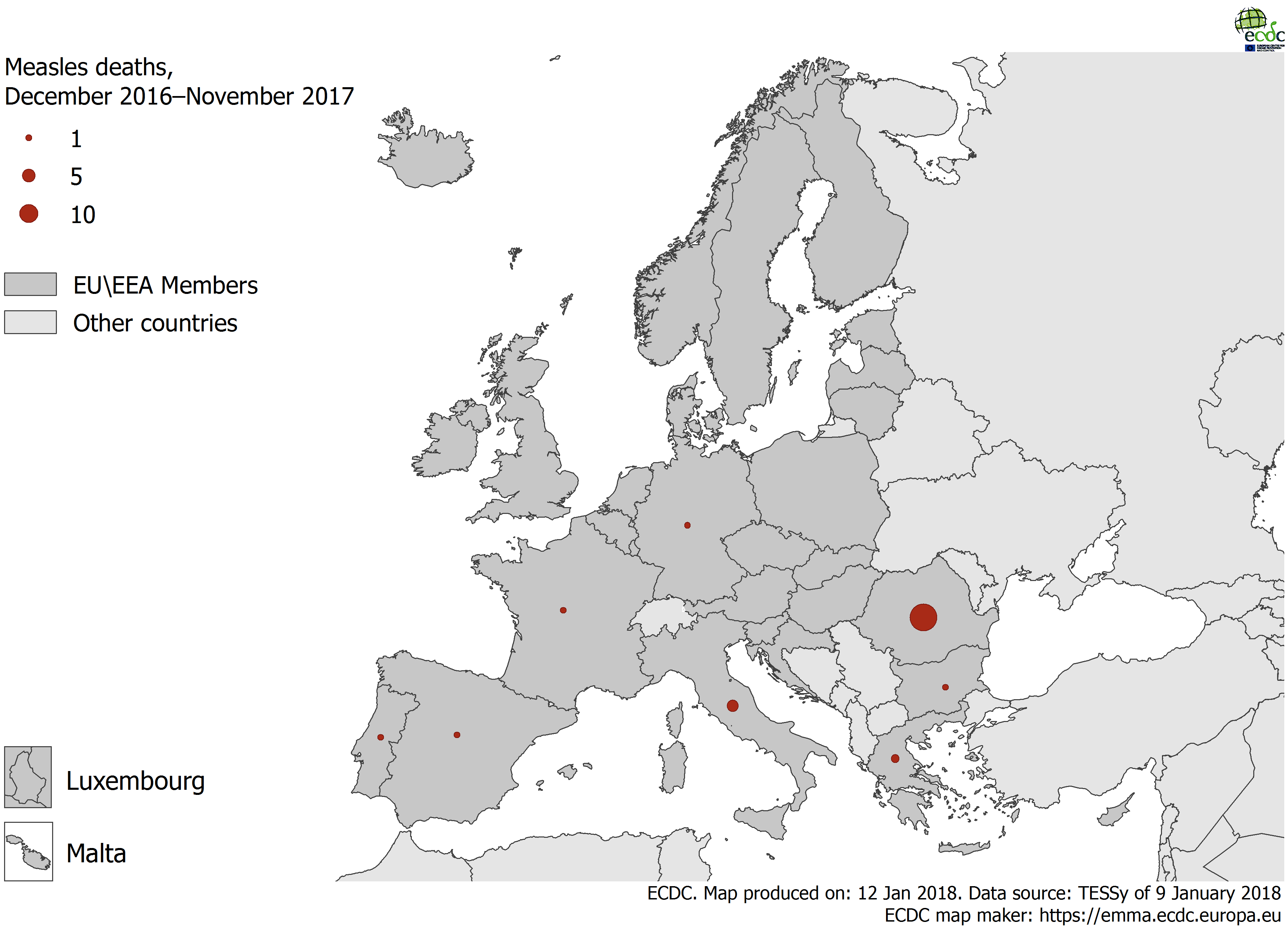 Measles deaths by country