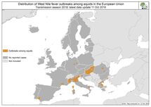 West Nile fever in Europe in 2018 - equine cases; updated 12 October Thumbnail