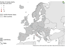 Number of measles deaths by country, July 2018 - June 2019 Thumbnail